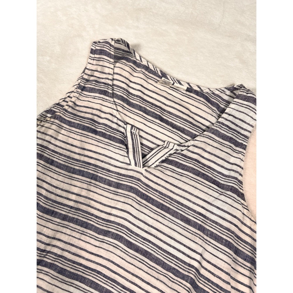 Artisan NY Women Top Large Boho Festival 100% Linen Tank Coastal Nautical